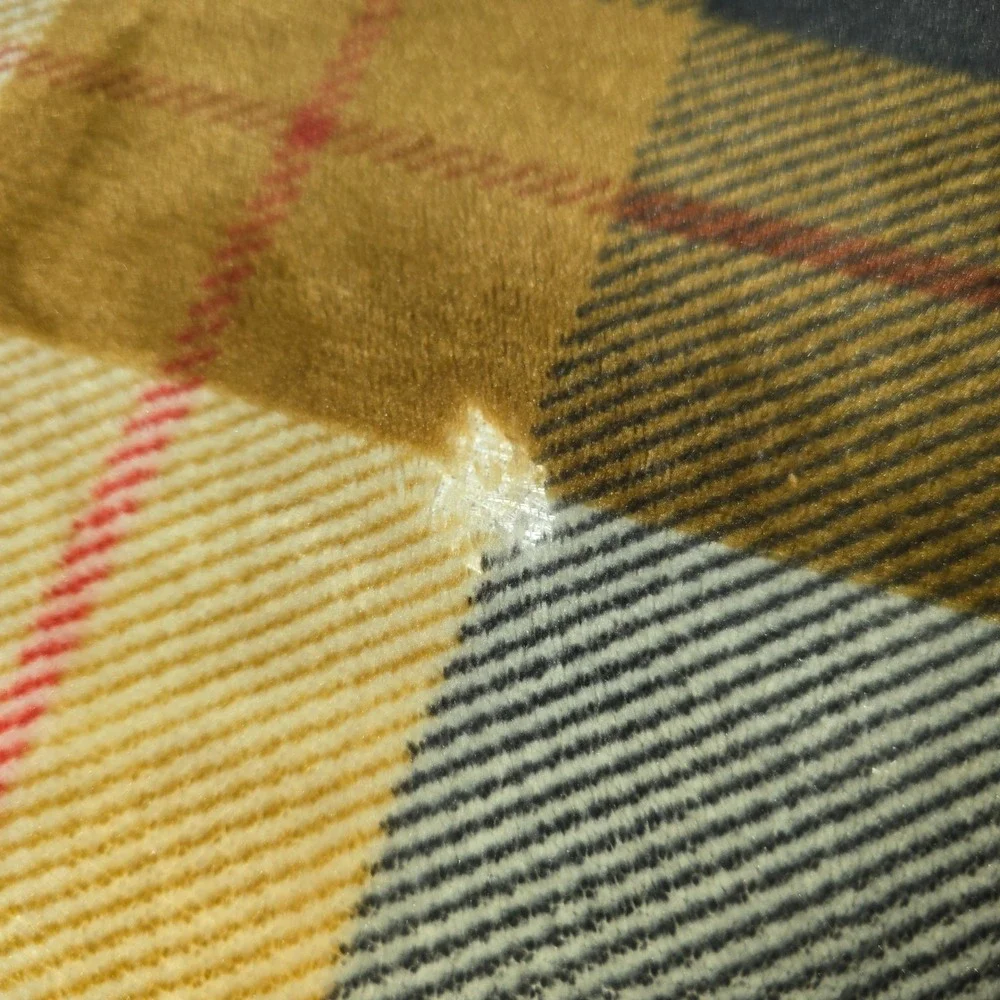 Minky Fleece type material blanket throw‎ 60x50 Checkered brown red black white